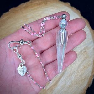 Custom White Angel Aura Crystal Bottle Pendant Necklace